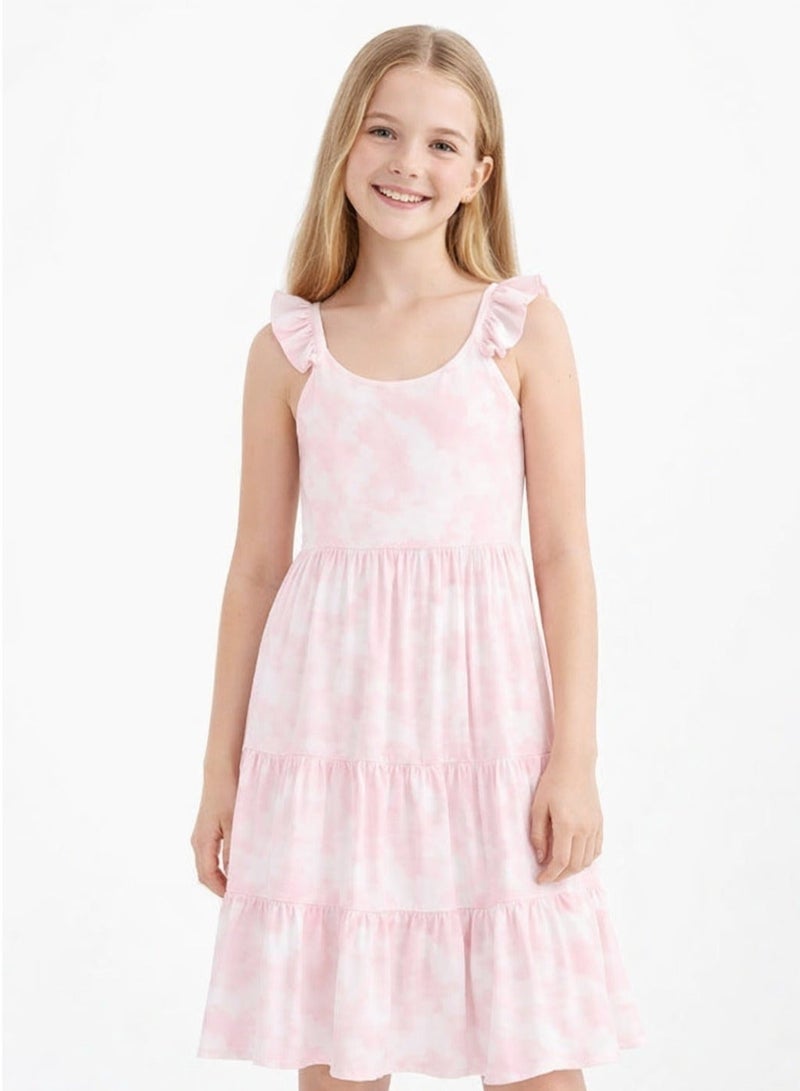 MINOTI Girls tie dye dress frilled straps light pink - Image 1